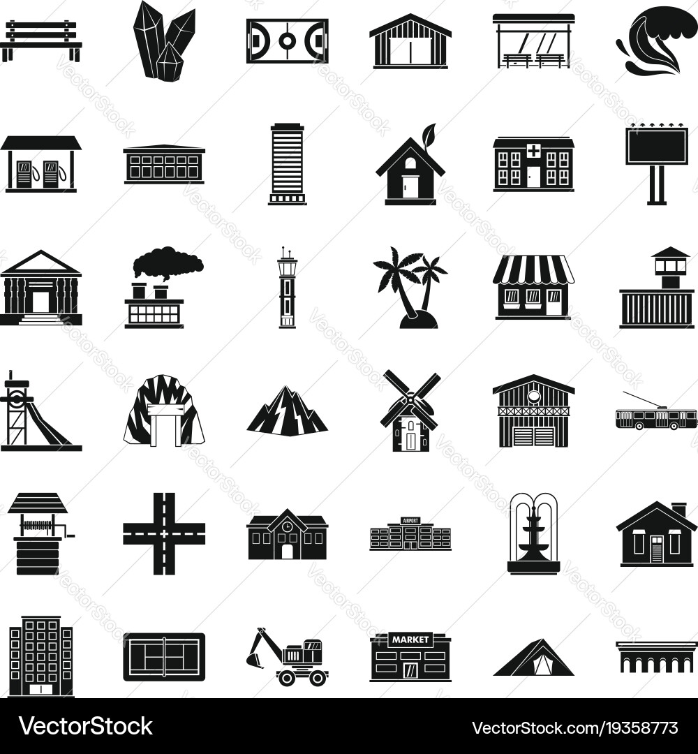 Building icons set simple style vector image