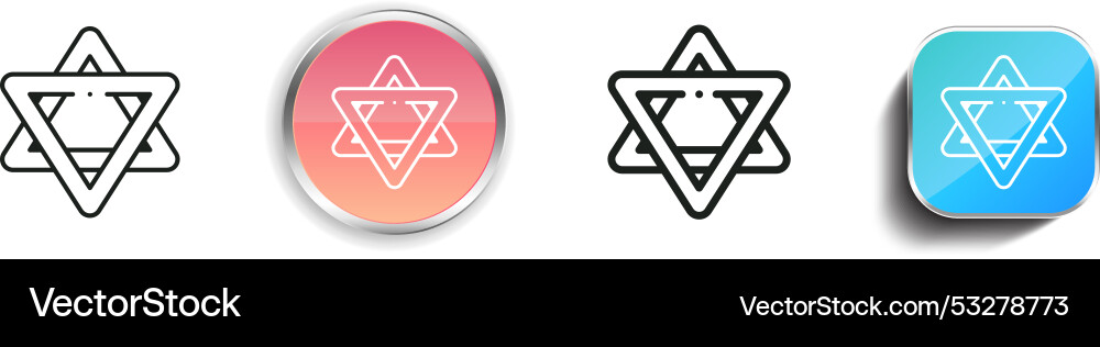 Davids star icon thin linear regular and button vector image