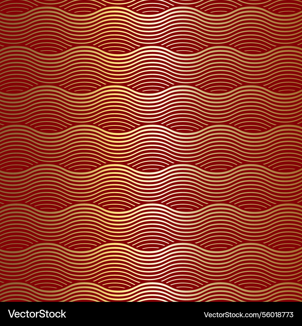 Red and gold wave pattern design background vector image