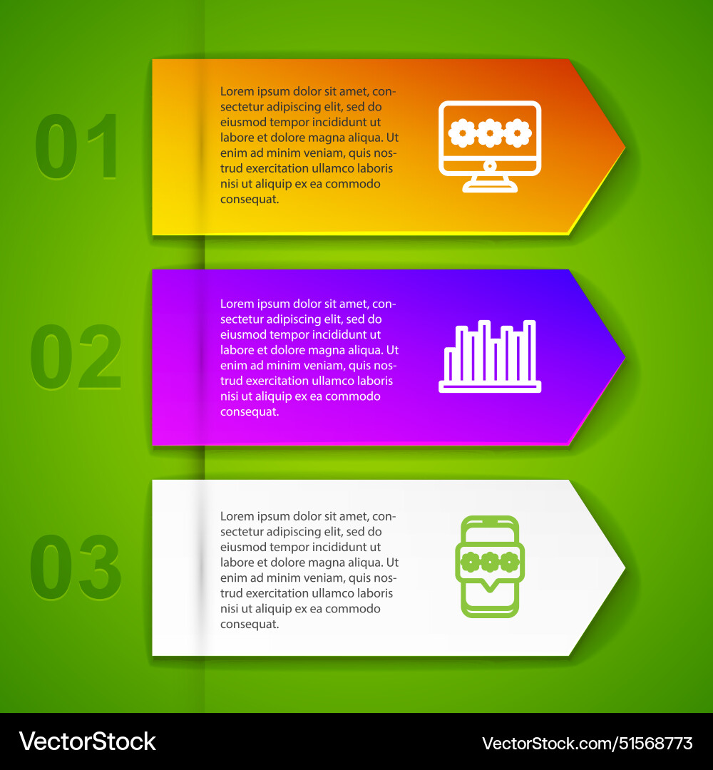 Set line monitor with password pie chart Set line monitor with password pie chart vector image