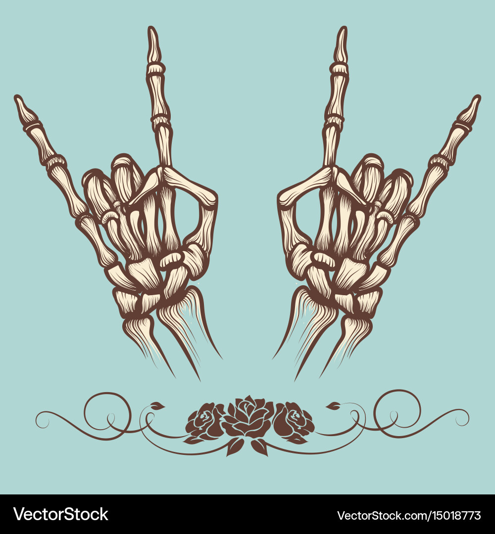 Skull Horn Rock Poster vektorbild