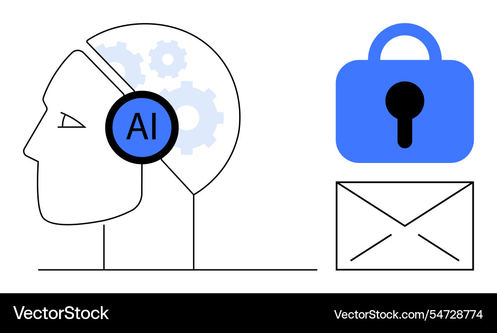 Ai integration into security systems with email vector image