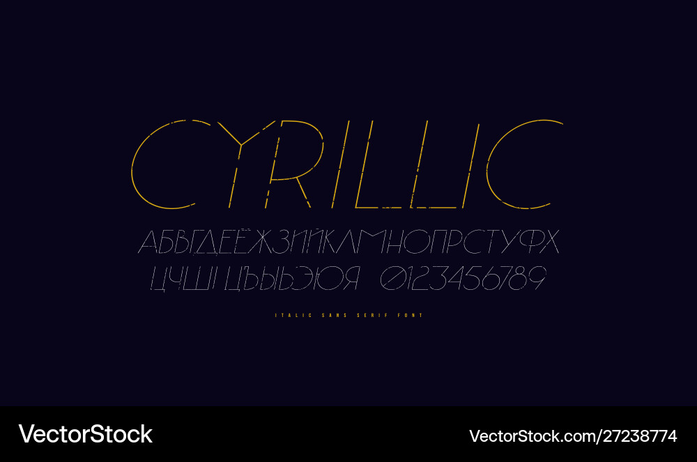Cyrillic italic sans serif font in classic style Cyrillic italic sans serif font in classic style vector image