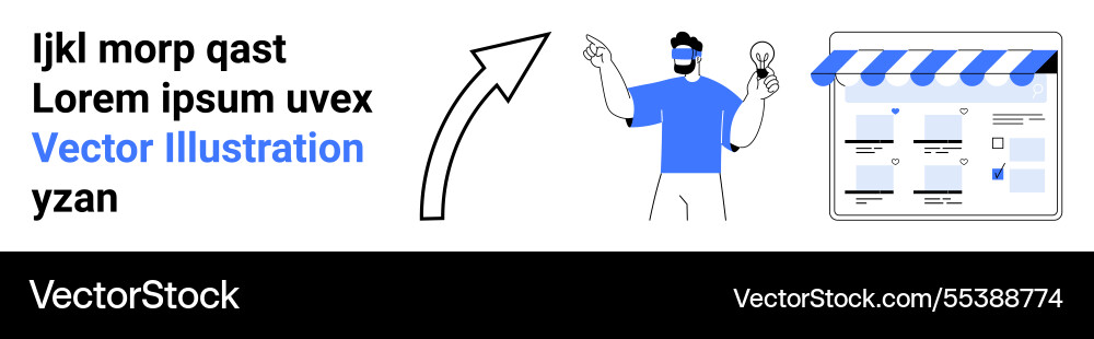 Man holding light bulb with arrow pointing Man holding light bulb with arrow pointing vector image