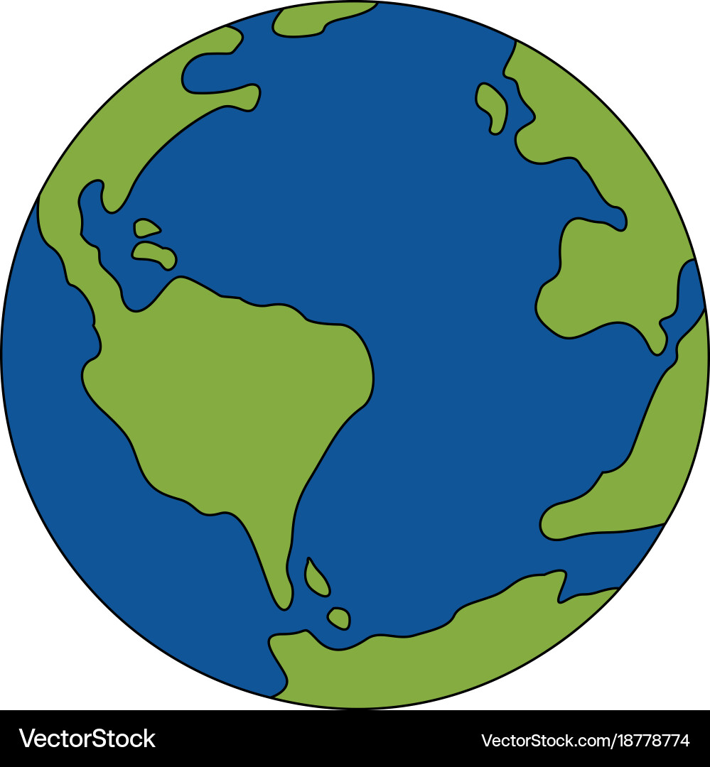 Planet earth colored the coloring Royalty Free Vector Image