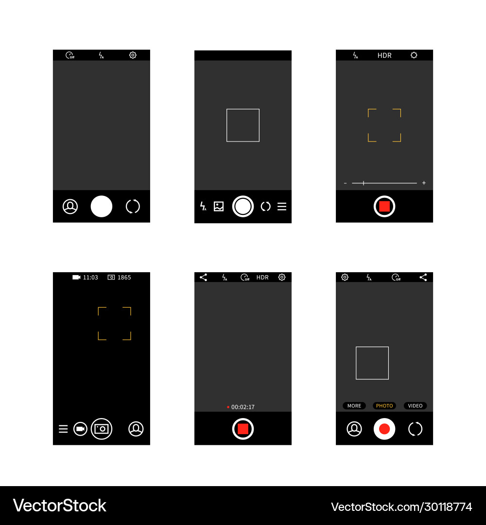 Smartphone Camera UI Interface Vector Image