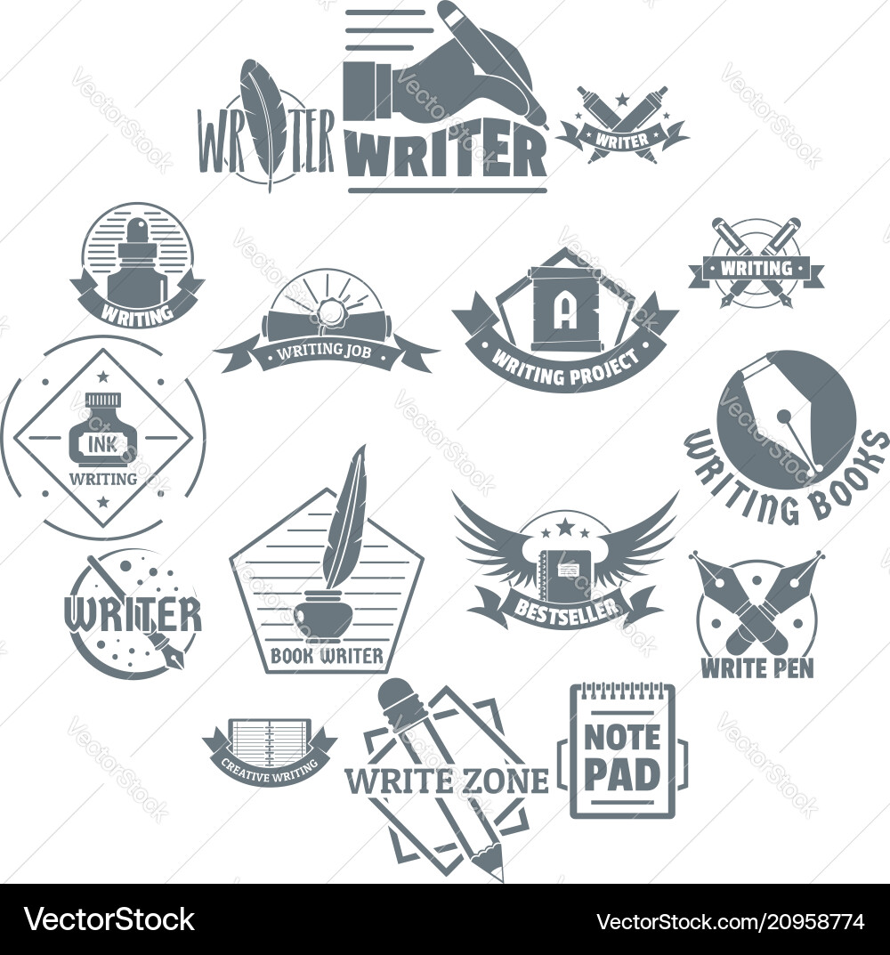 Write logo icons set simple style Vector Image