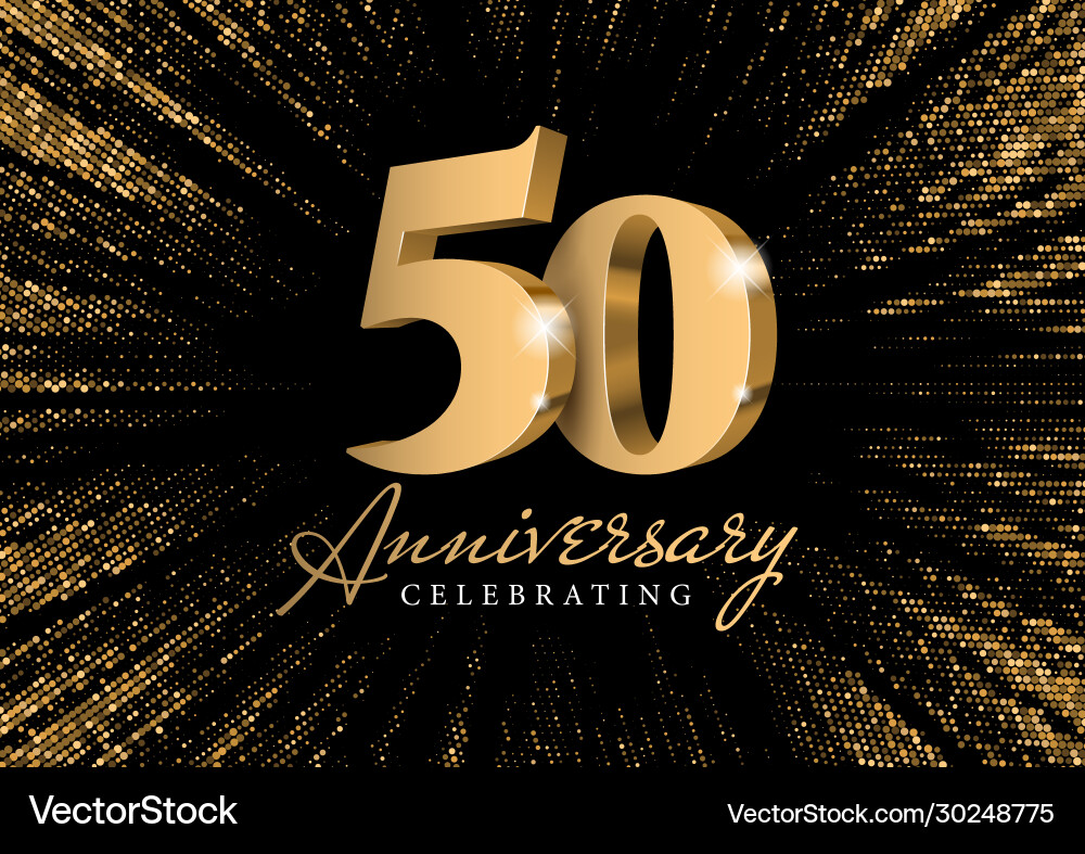 Anniversary 50 gold 3d numbers Royalty Free Vector Image