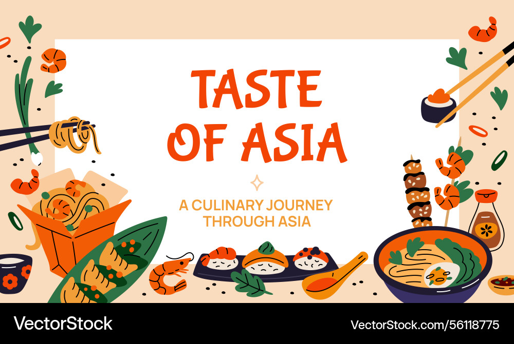 Asian food frame traditional japanese korean Asian food frame traditional japanese korean vector image