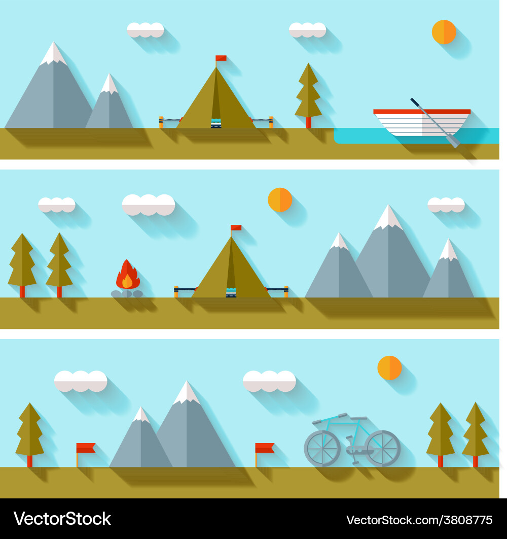 Camping flat design Royalty Free Vector Image - VectorStock