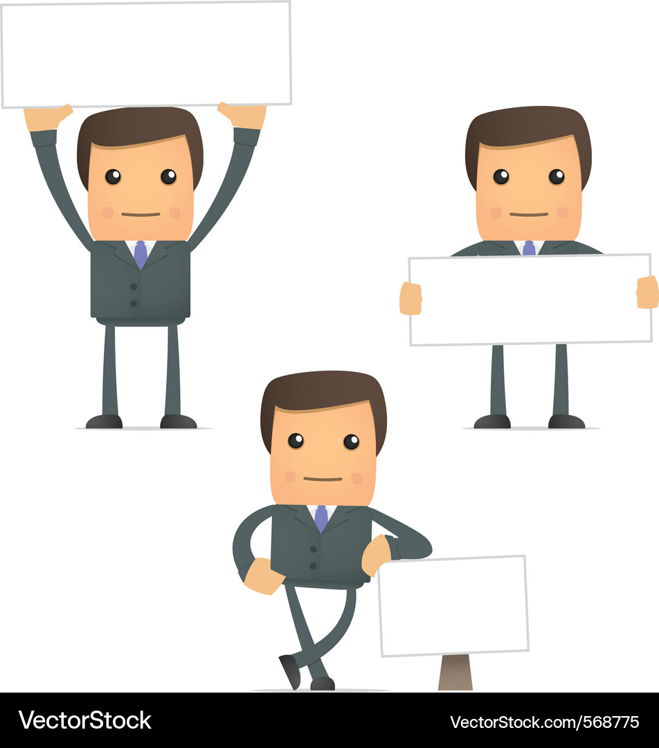 Cartoon Businessman Holding Banner Vektorbild