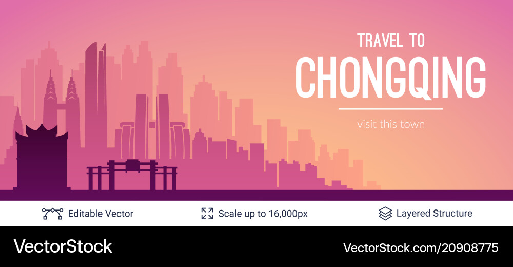 Chongqing famous china city scape vector image