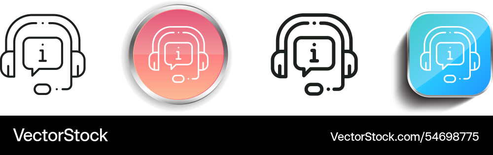 Headphones icon thin linear regular and button Headphones icon thin linear regular and button vector image