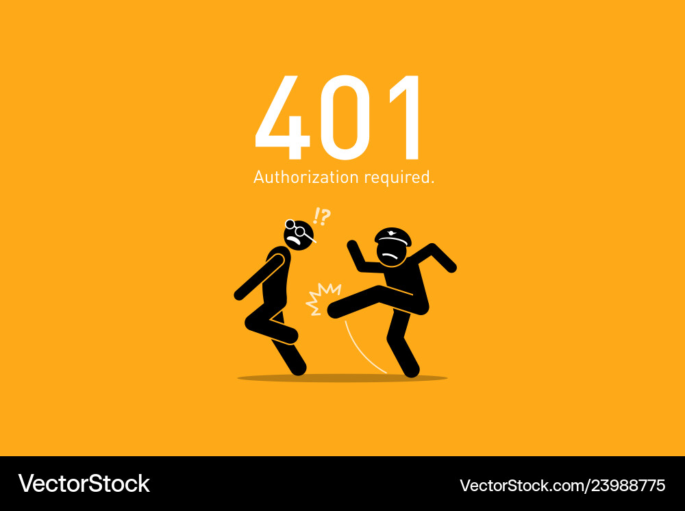 HTTP 401 Error: Unauthorized vector image