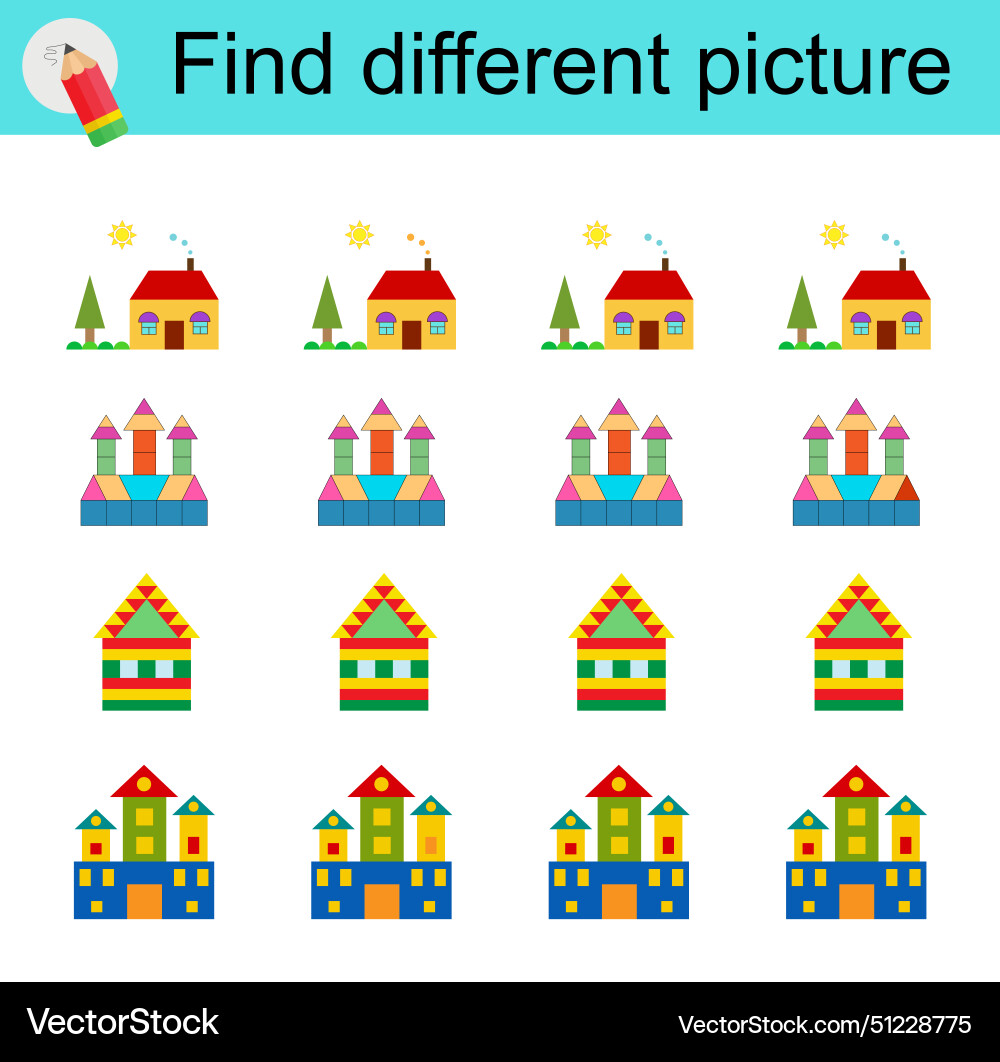 Logic game for children find different picture Vector Image