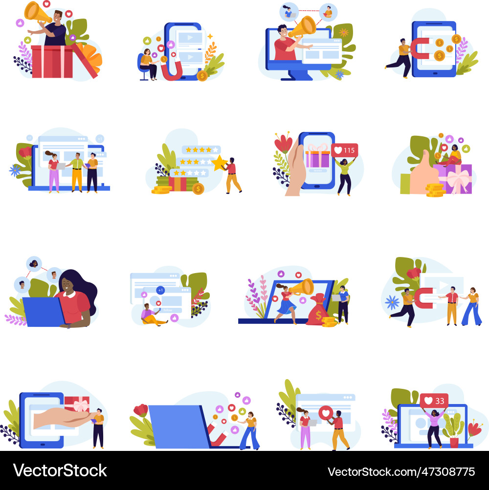 Referral Marketing Icon Set Vector Image