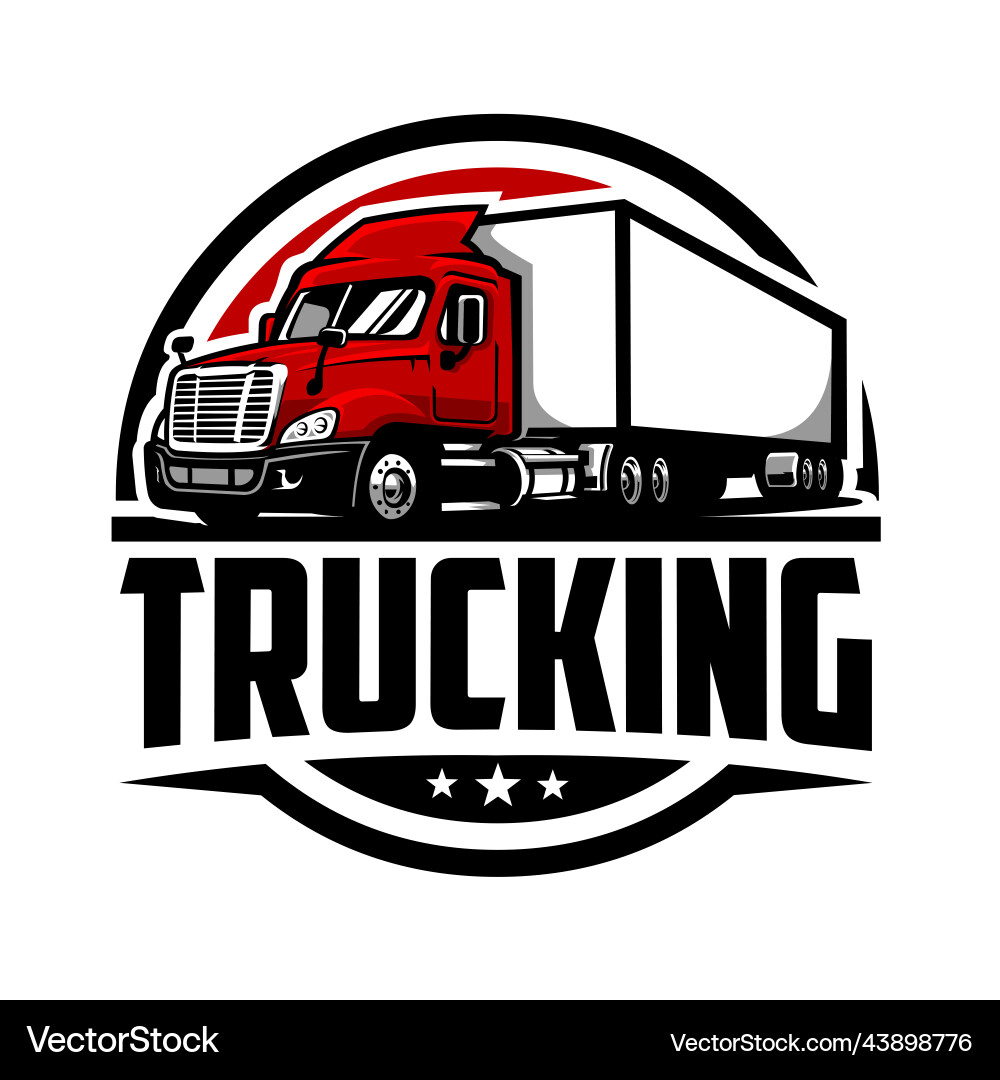 18 Wheeler Truck Logo Emblem Vector Image