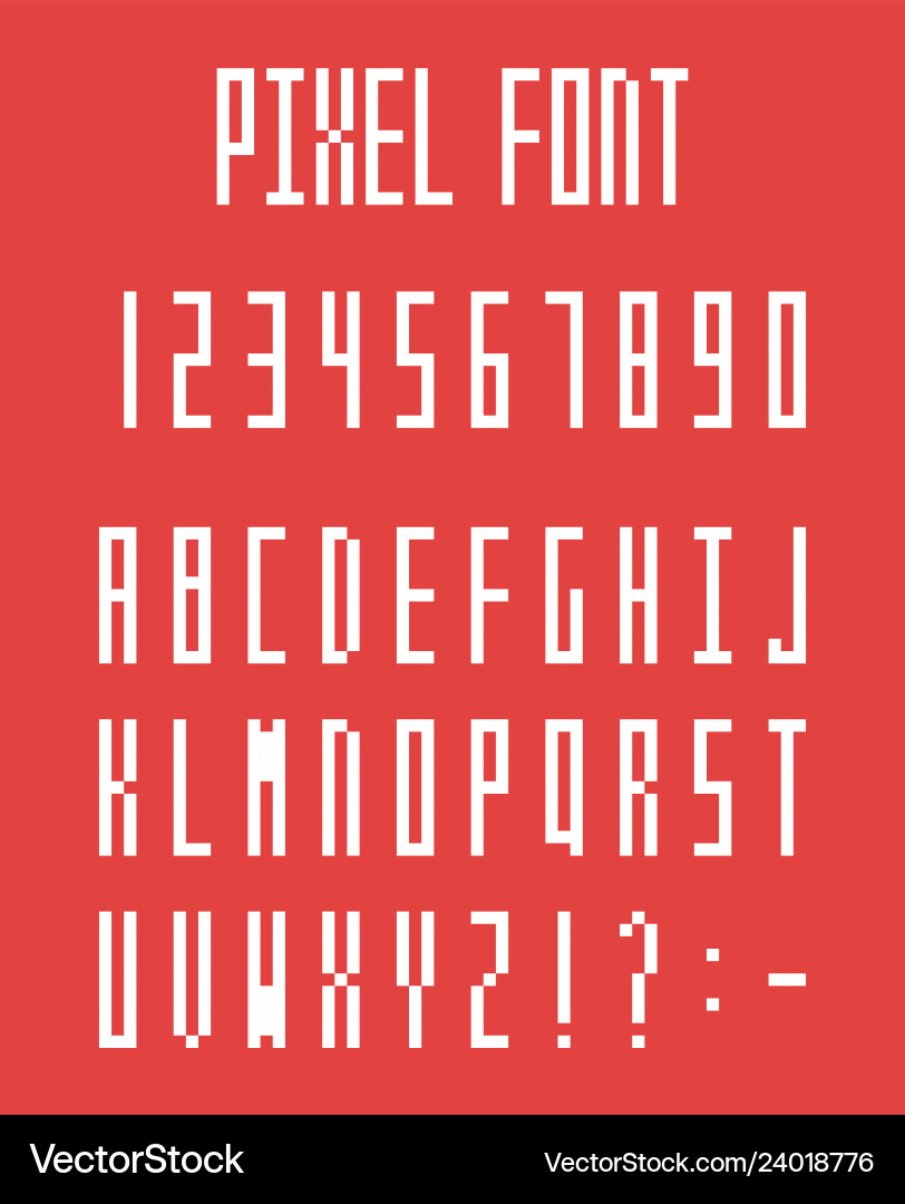 8-Bit Pixel Font Alphabet & Numbers vector image