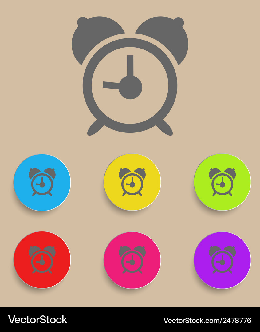 Alarm clock icon with color variations Vector Image