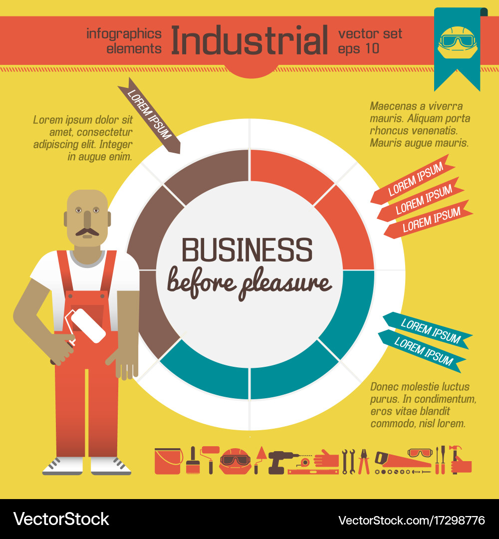 Arbeiter der Fabrik Infografiken Vektorbild