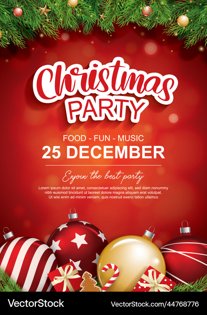 Christmas Party with Glass Ball Vector Image