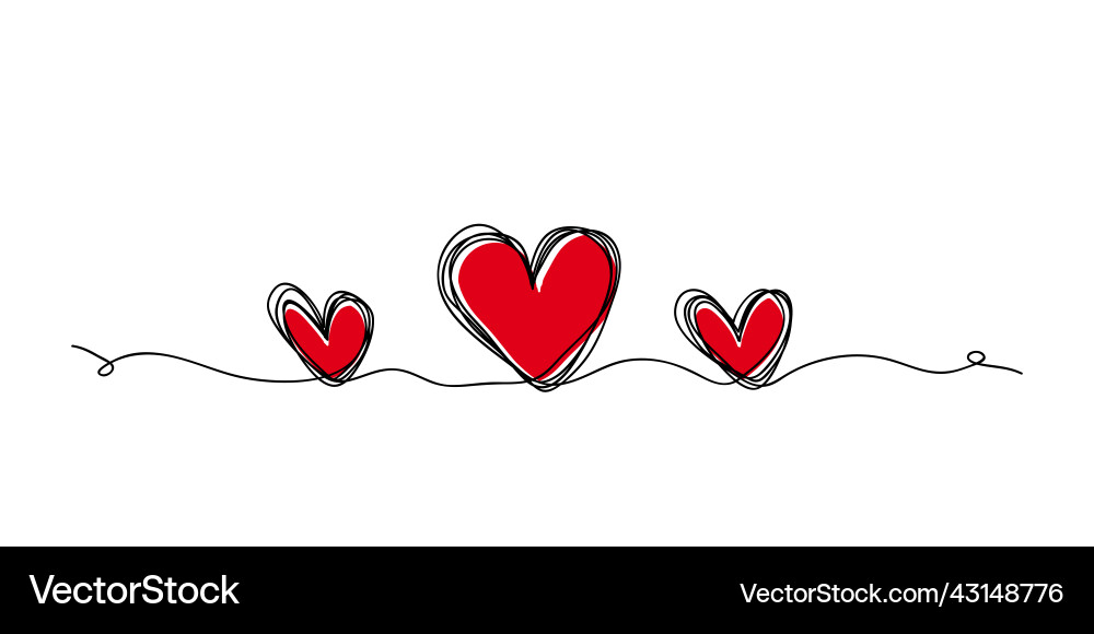 Continuous one line drawing heart symbol scribble Continuous one line drawing heart symbol scribble vector image