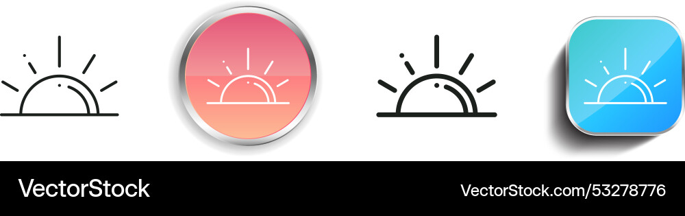 Dawn icon thin linear regular and button style Dawn icon thin linear regular and button style Vector Image