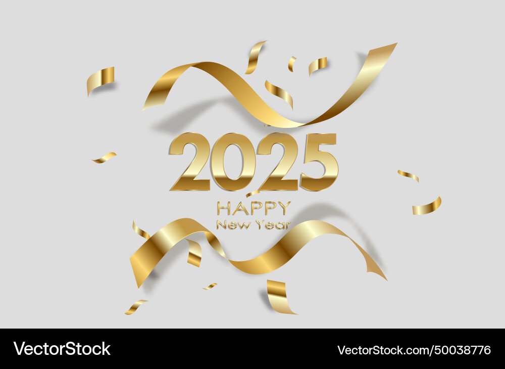 Happy new year 2025 golden 3d numbers Happy new year 2025 golden 3d numbers vector image