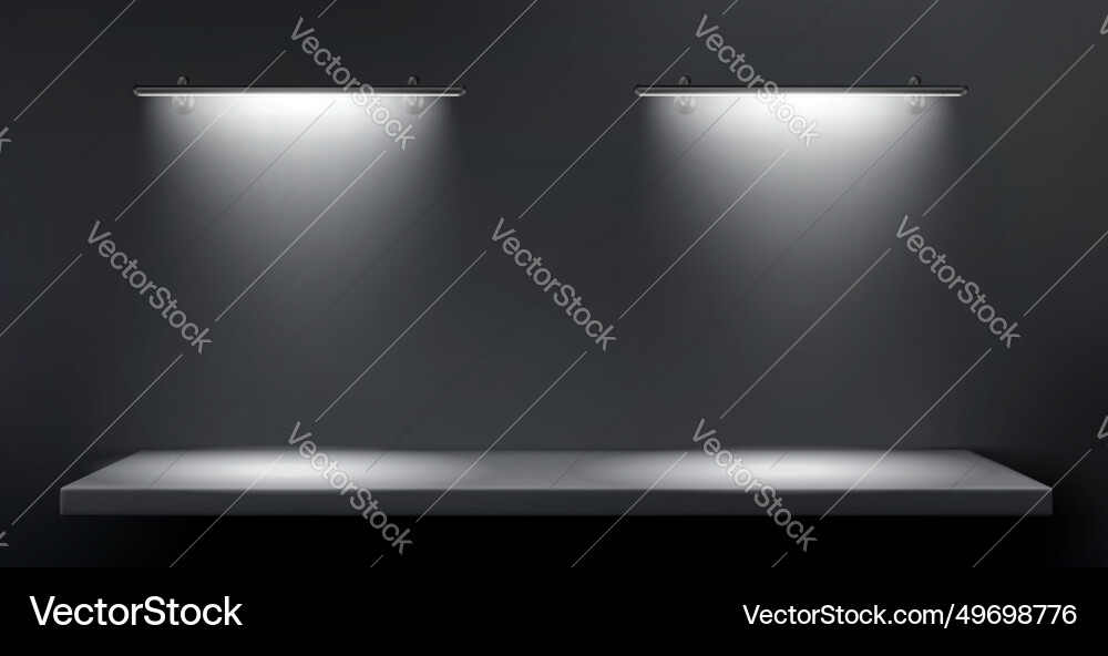 Linear led lamp with soft light on shelf Linear led lamp with soft light on shelf vector image