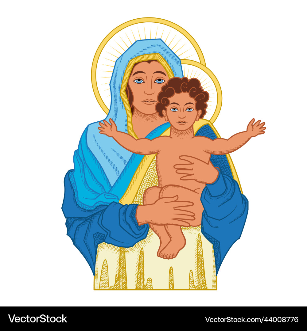 Mary with child composition vector image