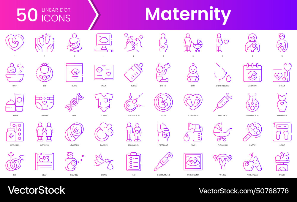 Set of maternity icons gradient style icon bundle Set of maternity icons gradient style icon bundle vector image