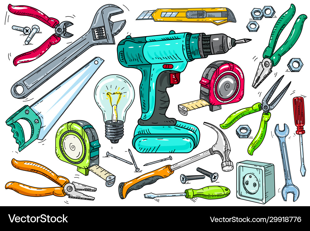 Set of Working Tools Icons vector image
