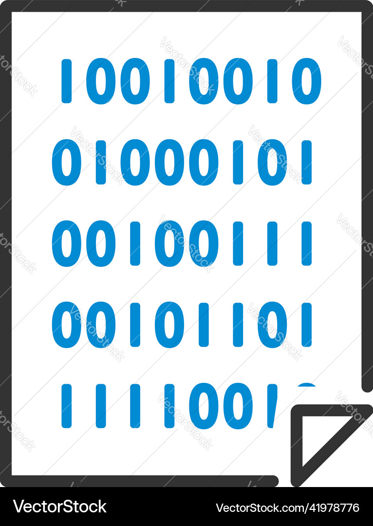 Sheet with binary code icon vector image