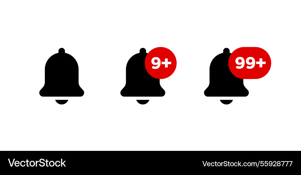 Bell notification icons signs Royalty Free Vector Image