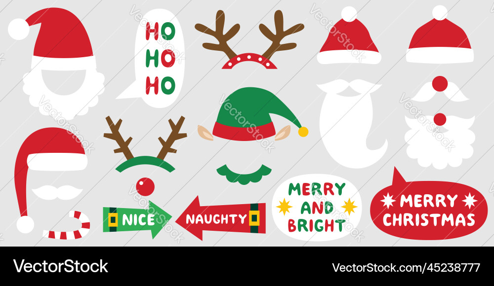 Christmas photo booth and scrapbooking set Christmas photo booth and scrapbooking set Vector Image