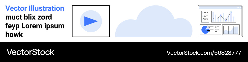 Cloud-based data visualization with play icon Cloud-based data visualization with play icon Vector Image