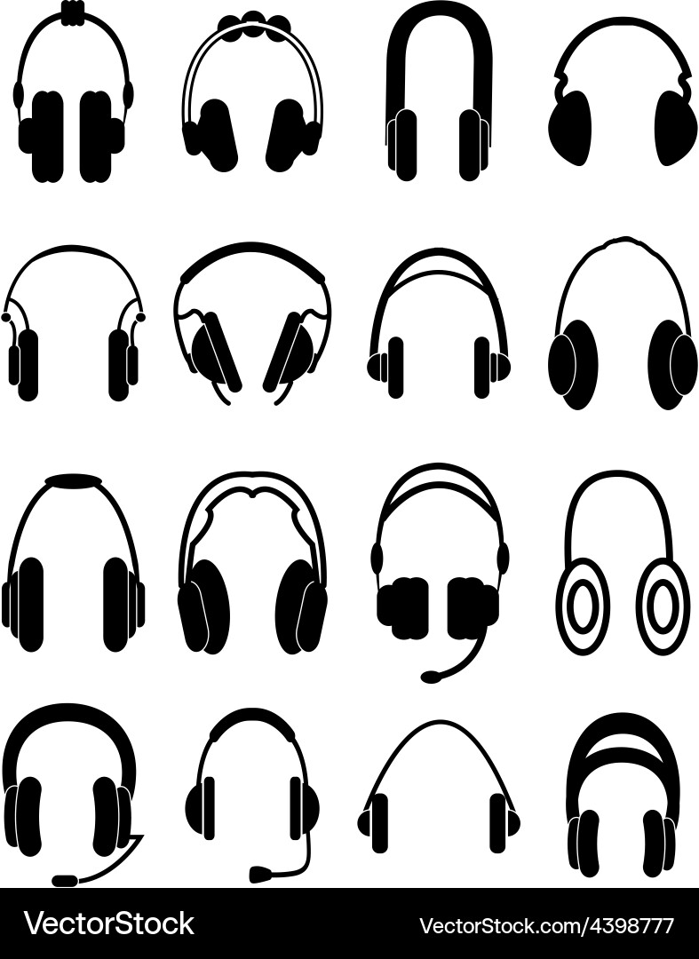 Headphone Icon Set Royalty Free Vector Image - VectorStock
