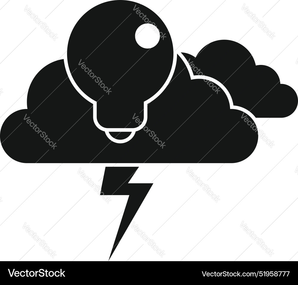 Light bulb floating on cloud with lightning bolt Light bulb floating on cloud with lightning bolt vector image