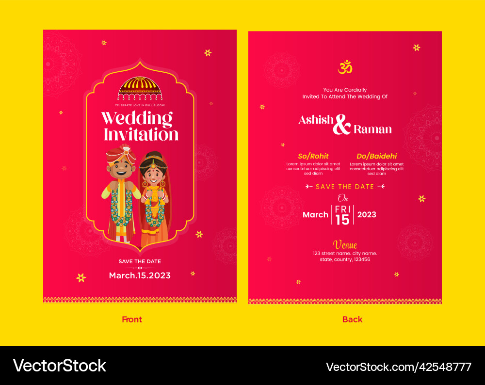 Schöne indische Hochzeit Einladung Karte Schöne indische Hochzeit Einladung Karte vektorbild