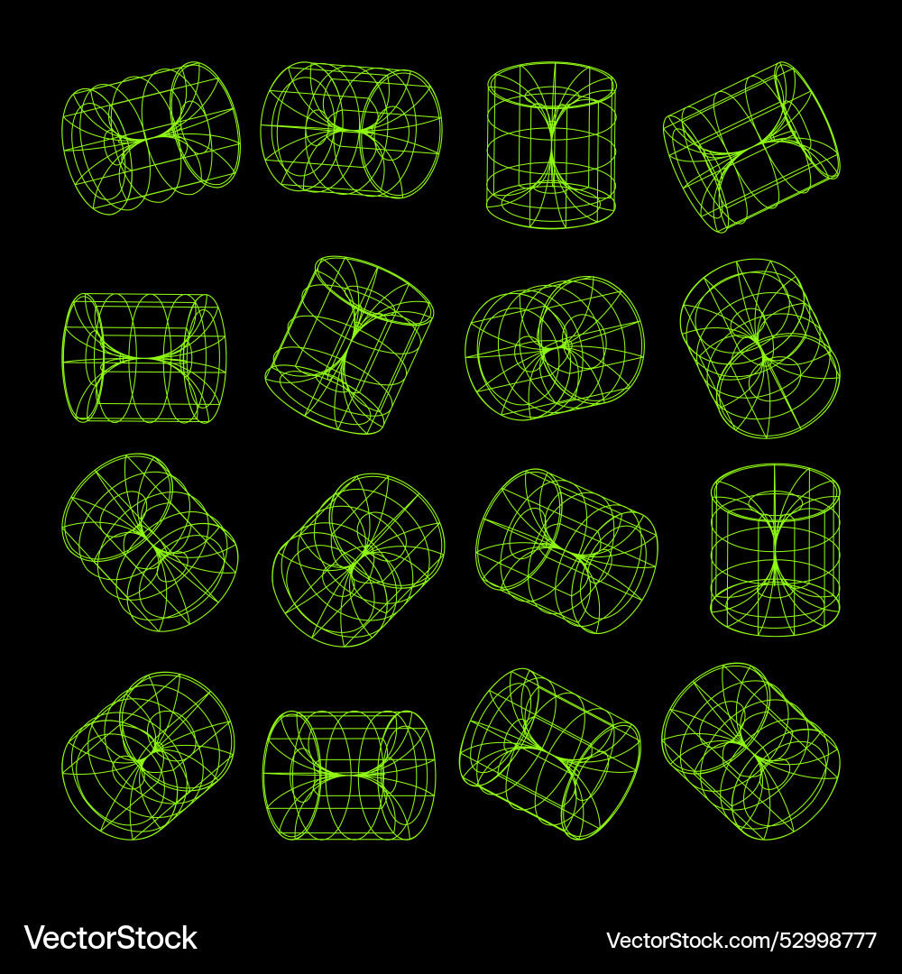 Wireframe lined shapes perspective mesh 3d grid Wireframe lined shapes perspective mesh 3d grid vector image