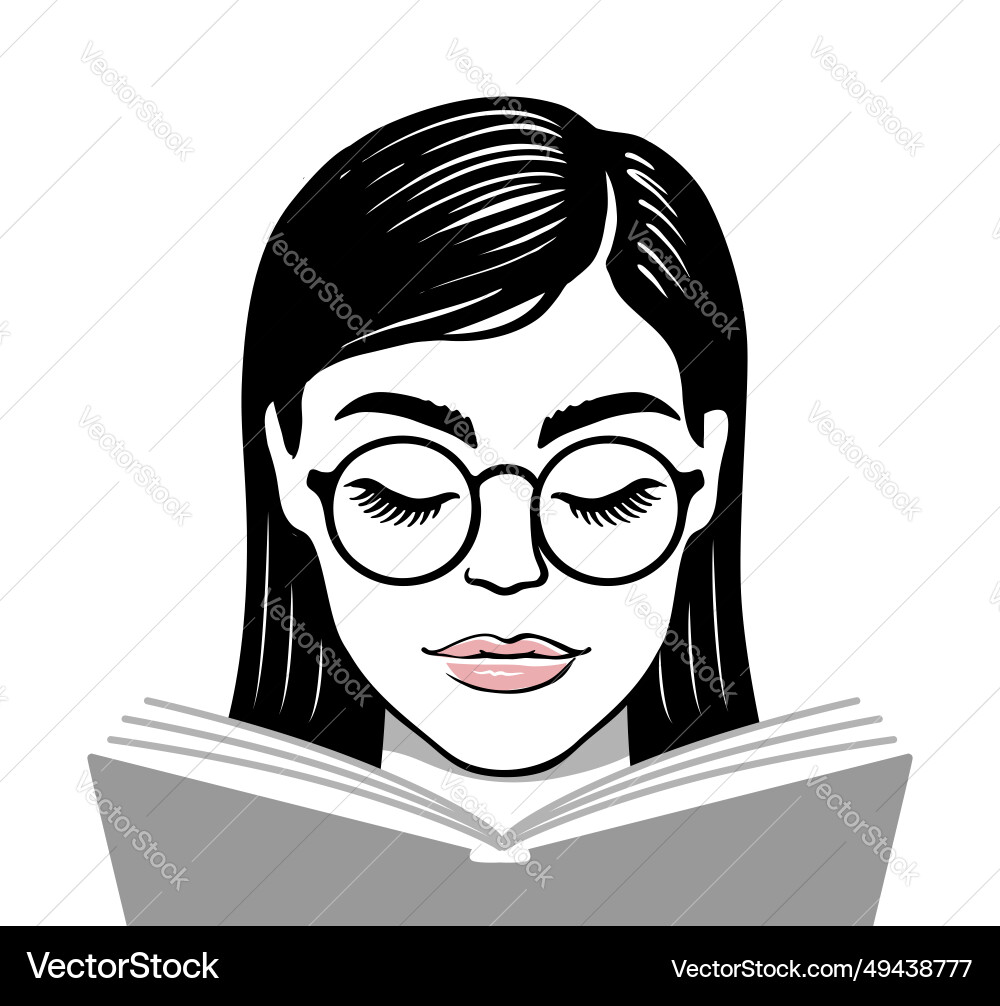 Young lady reading book portrait model for design vector image