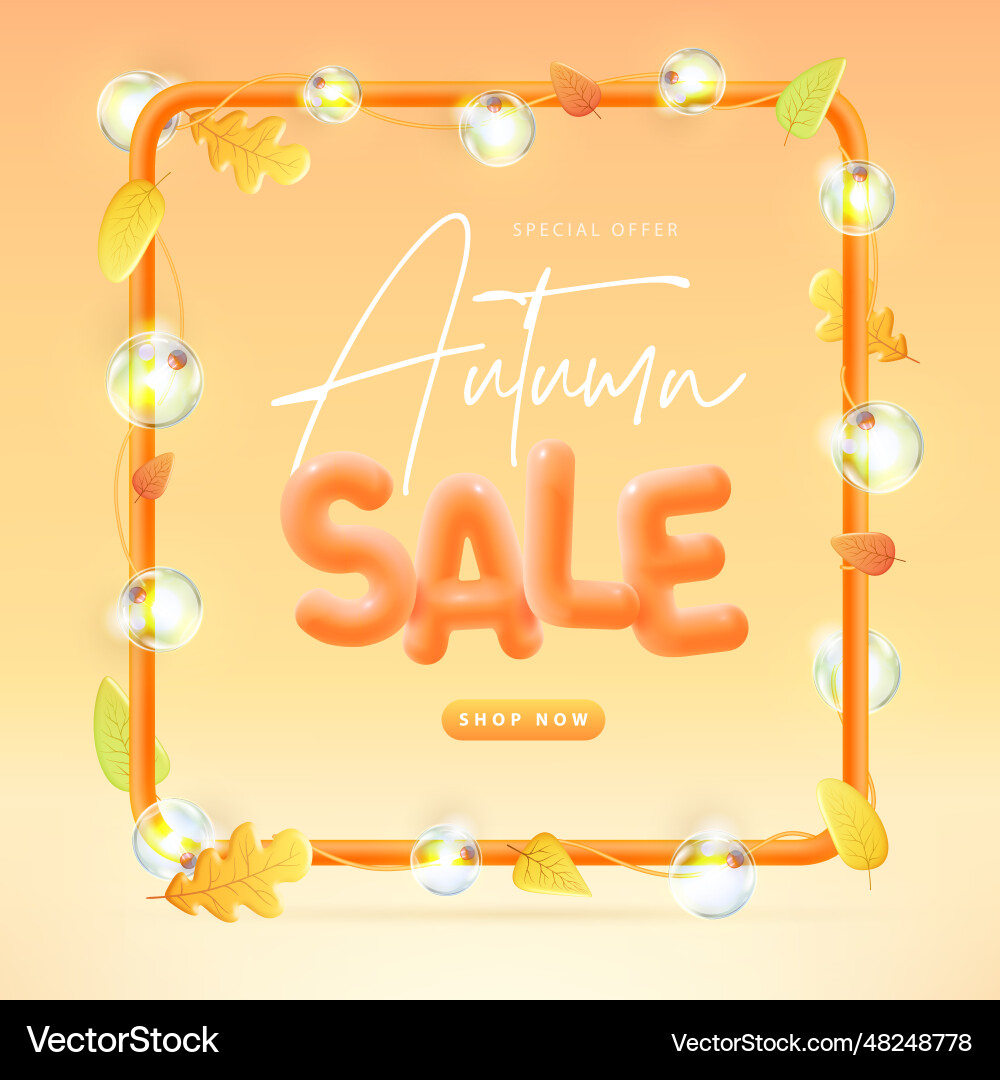 Autumn big sale poster with 3d plastic frame Autumn big sale poster with 3d plastic frame vector image
