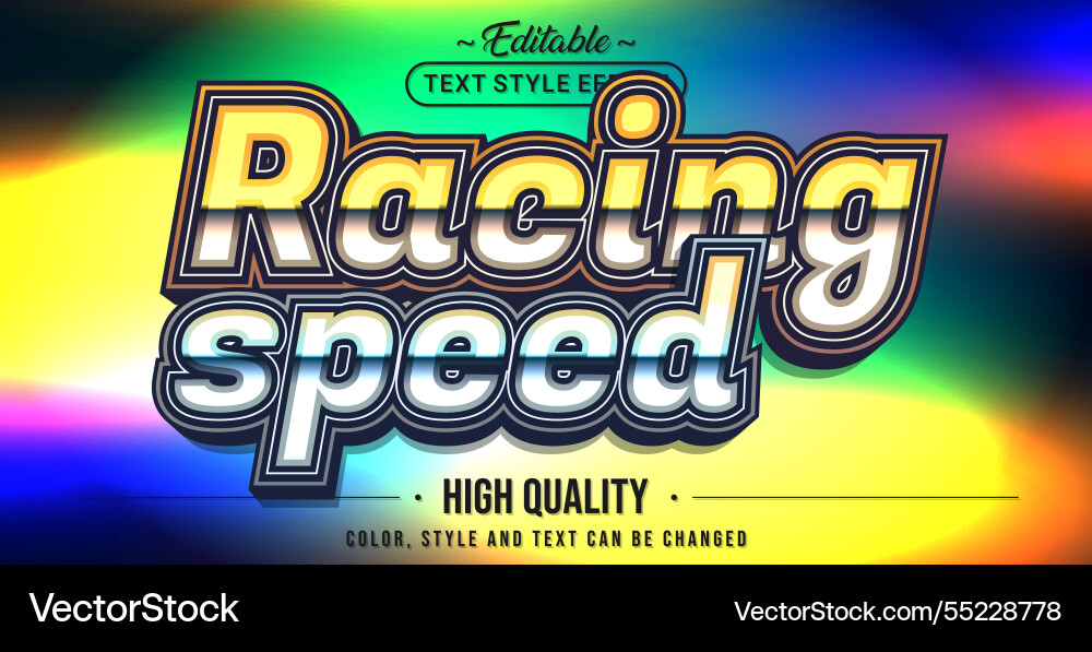 Editable text style effect - racing speed Editable text style effect - racing speed vector image