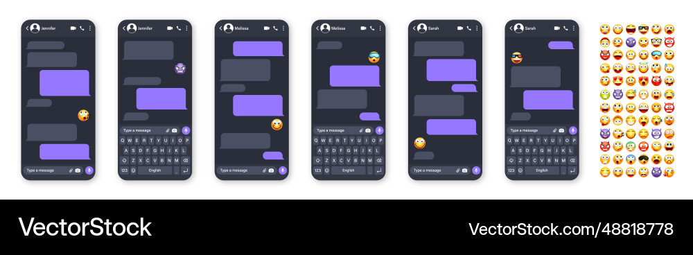 Smartphone messaging app user interface Smartphone messaging app user interface vector image
