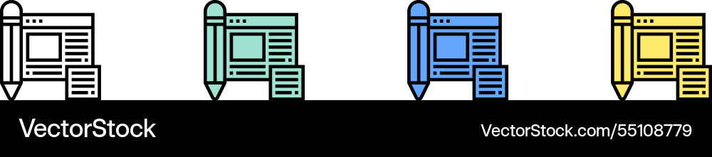 Browser icon outline green blue and yellow style Browser icon outline green blue and yellow style vector image