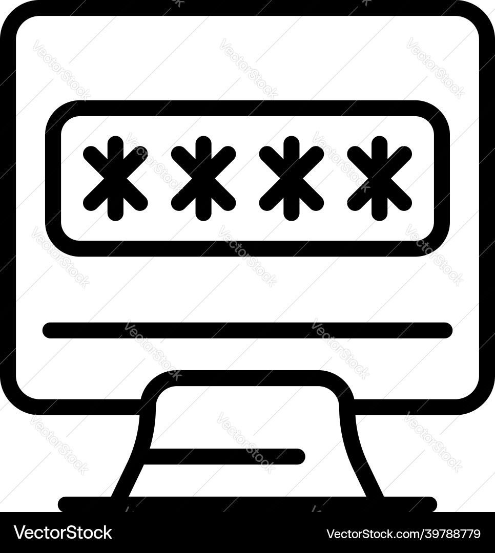 Computer password icon outline system lock Vector Image