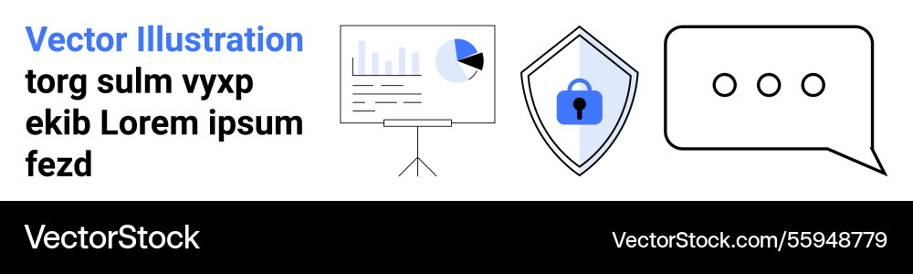 Data analysis cybersecurity and communication vector image