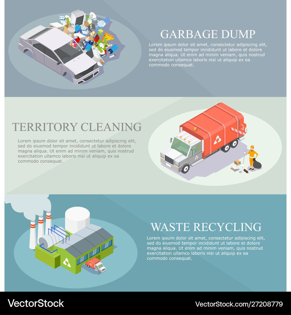 Garbage sorting and recycling isometric Garbage sorting and recycling isometric vector image