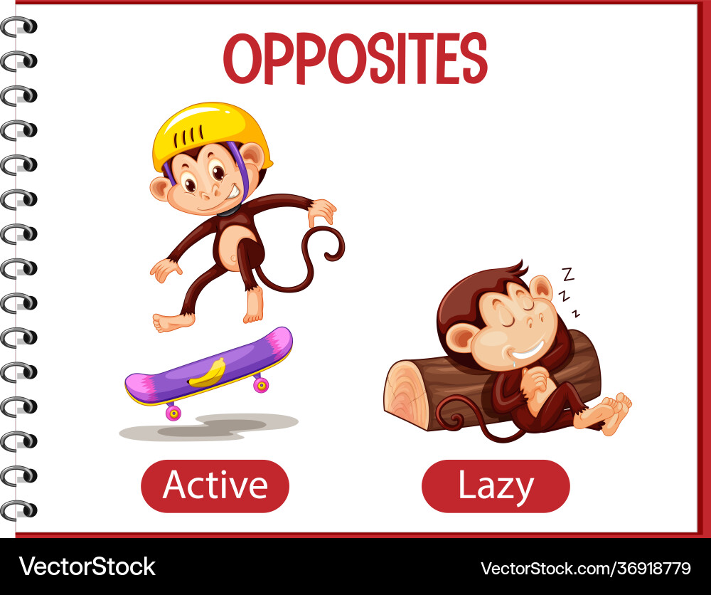 Opposite words with active and lazy Opposite words with active and lazy vector image