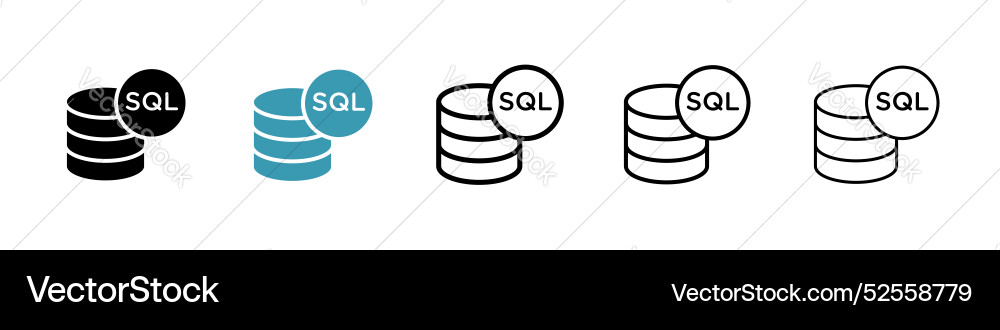 Sql icon set on white background Sql icon set on white background vector image